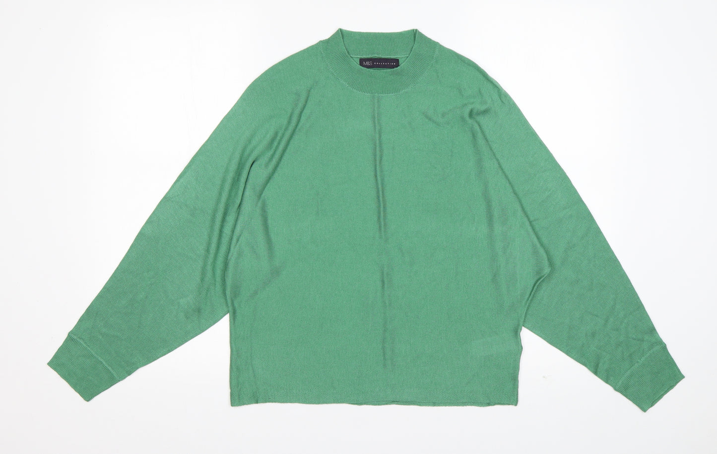 M&S Womens Green Round Neck  Acrylic Pullover Jumper Size S