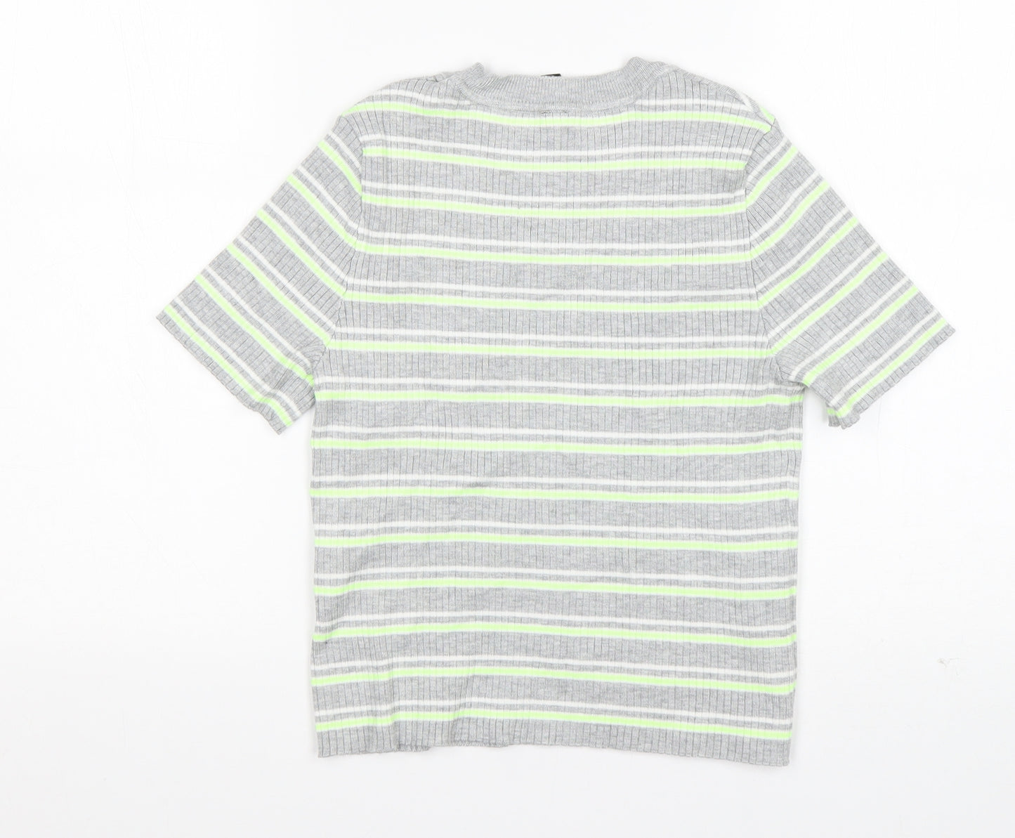 H&M Girls Multicoloured Striped  Basic T-Shirt Size M Round Neck