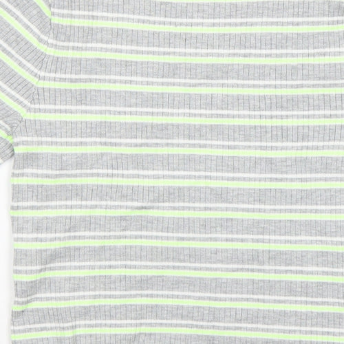 H&M Girls Multicoloured Striped  Basic T-Shirt Size M Round Neck