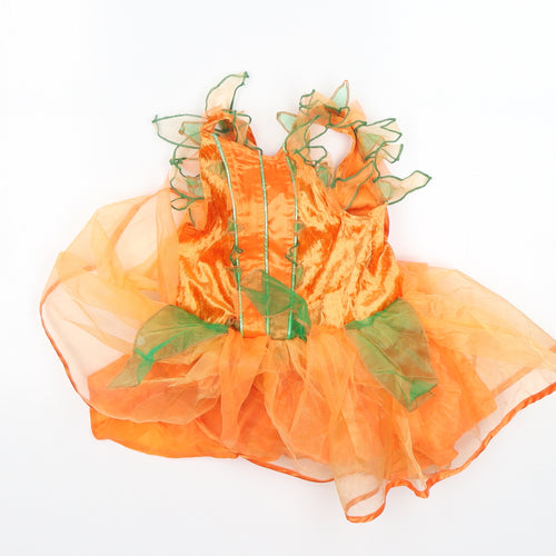 Tesco Girls Orange   A-Line  Size 3-4 Years  Round Neck  - Halloween