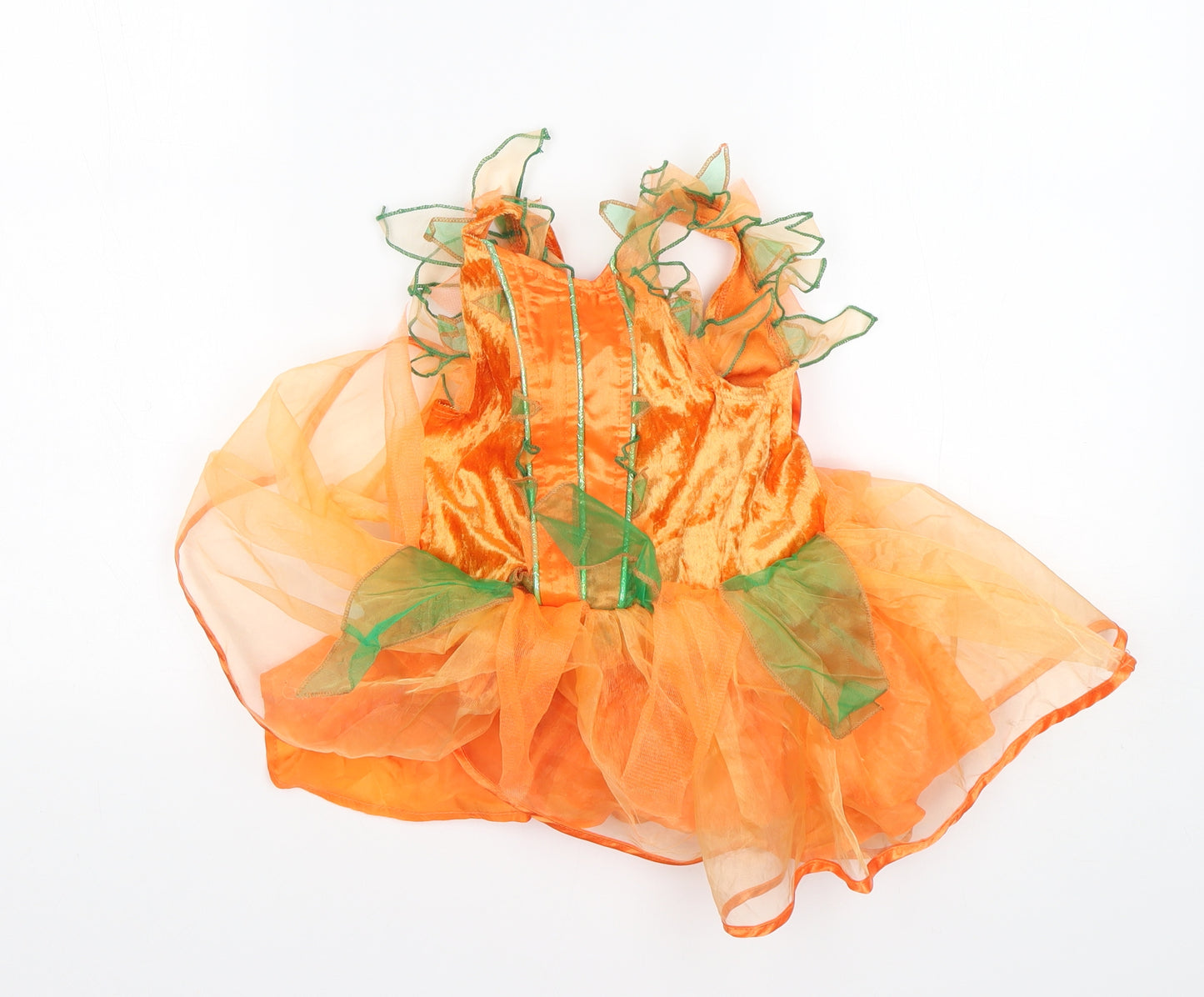 Tesco Girls Orange   A-Line  Size 3-4 Years  Round Neck  - Halloween