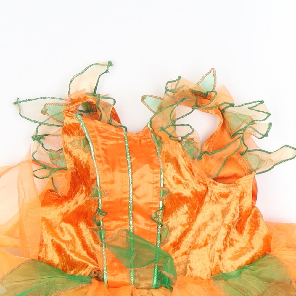 Tesco Girls Orange   A-Line  Size 3-4 Years  Round Neck  - Halloween