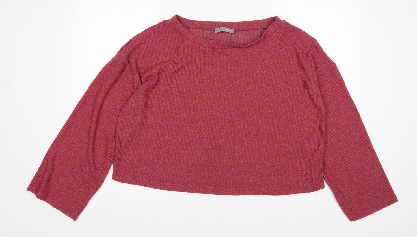 New Look Womens Pink Round Neck  Polyester Pullover Jumper Size L