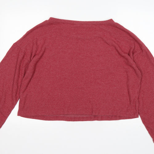 New Look Womens Pink Round Neck  Polyester Pullover Jumper Size L
