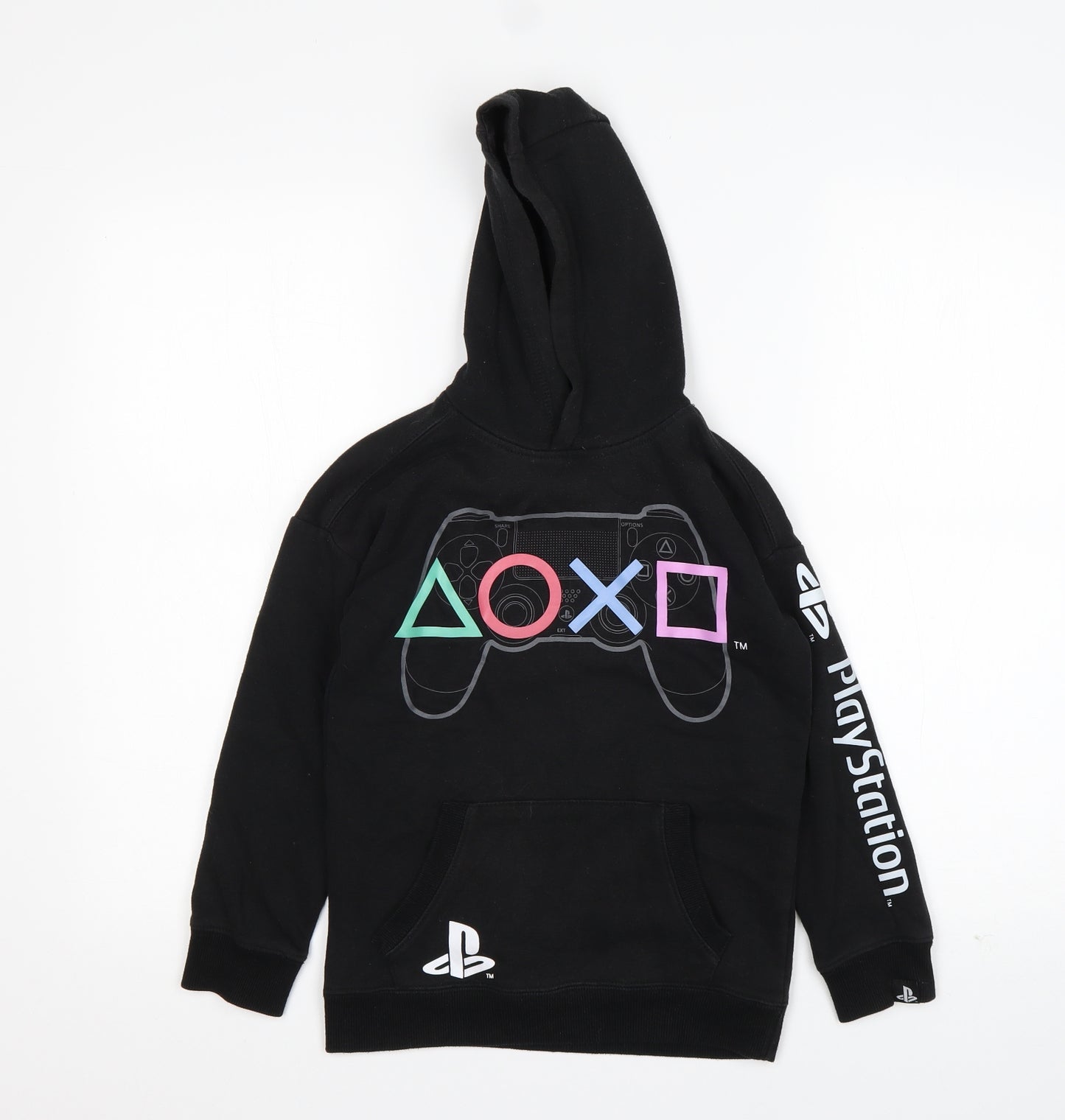 Primark Boys Black  Cotton Pullover Hoodie Size 7-8 Years   - PLAYSTATION