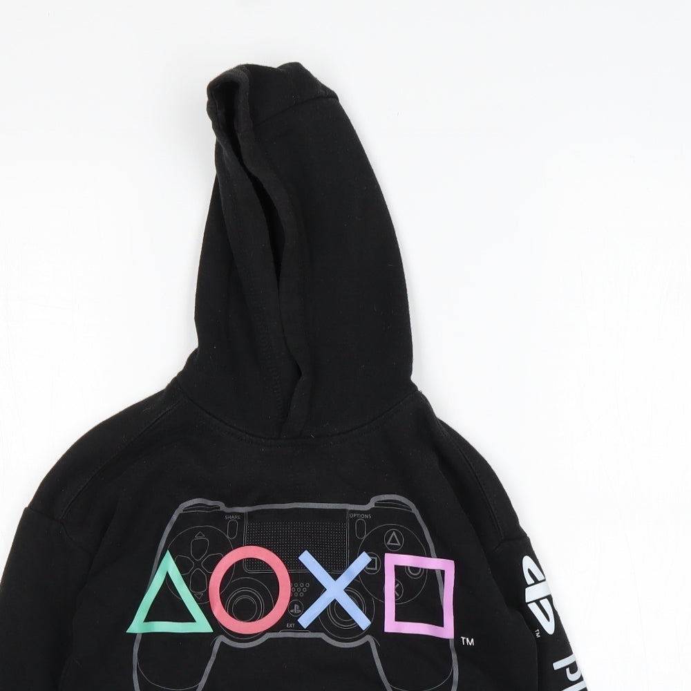 Primark Boys Black  Cotton Pullover Hoodie Size 7-8 Years   - PLAYSTATION