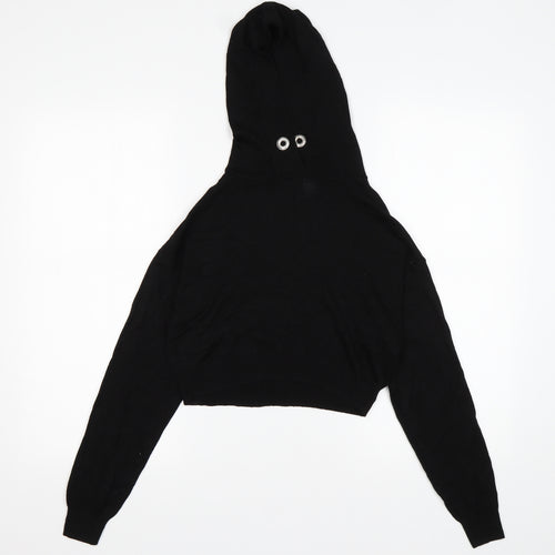 H&M Womens Black  Viscose Pullover Hoodie Size XS   - Cropped