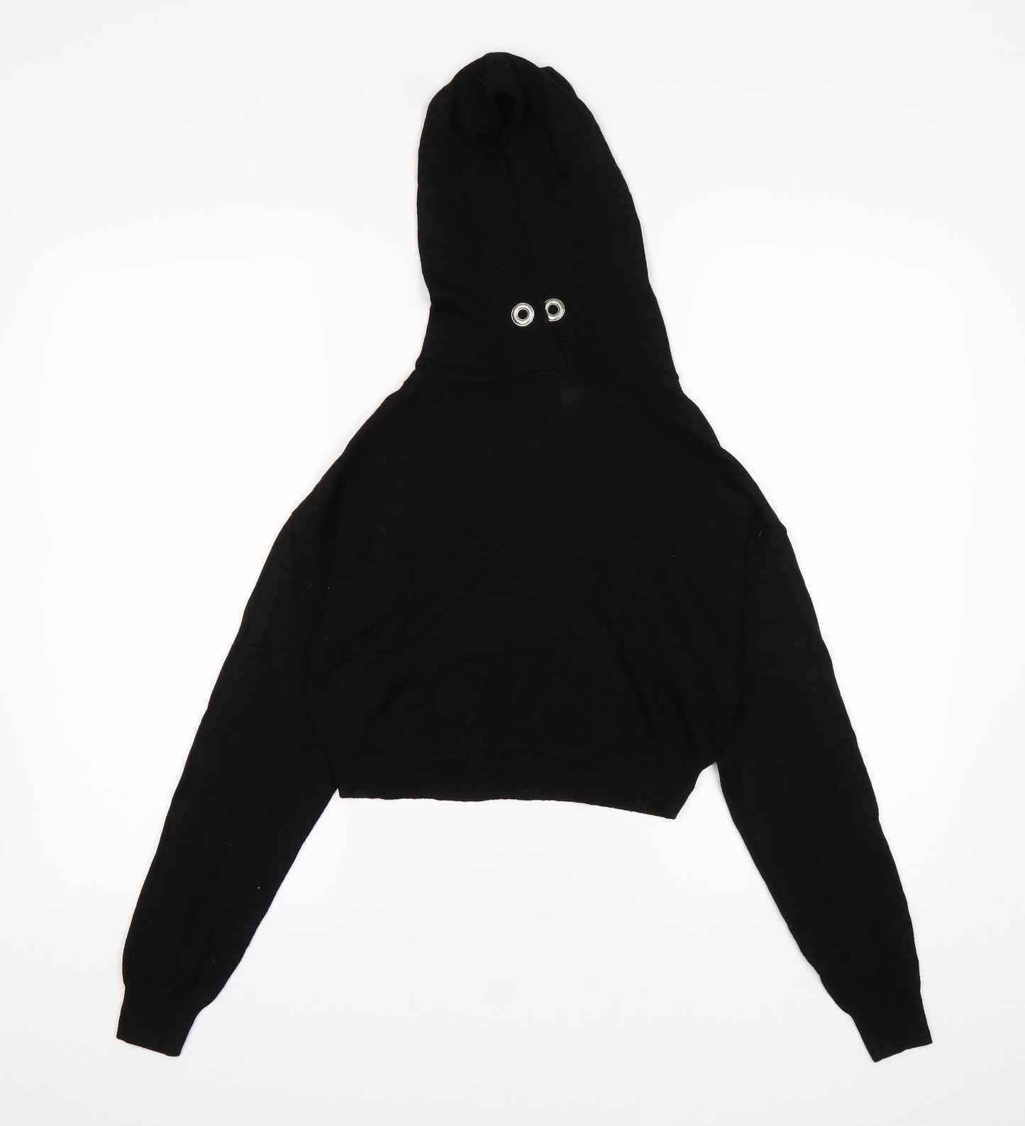 H&M Womens Black  Viscose Pullover Hoodie Size XS   - Cropped