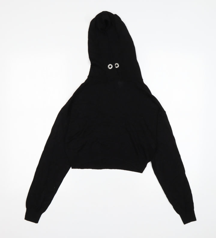 H&M Womens Black  Viscose Pullover Hoodie Size XS   - Cropped