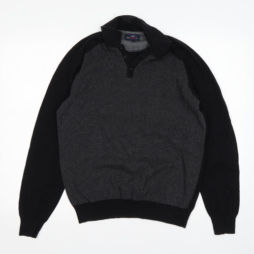 Matalan Mens Black Collared  Cotton Pullover Jumper Size M