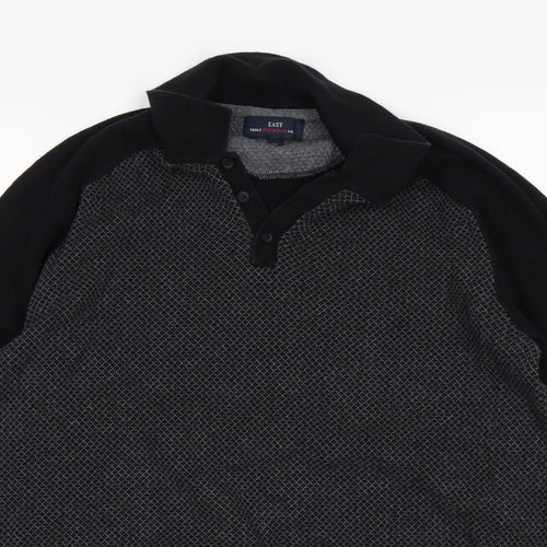 Matalan Mens Black Collared  Cotton Pullover Jumper Size M