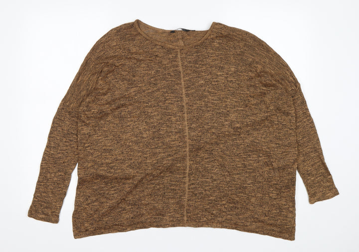 New Look Womens Brown Round Neck  Viscose Pullover Jumper Size 10