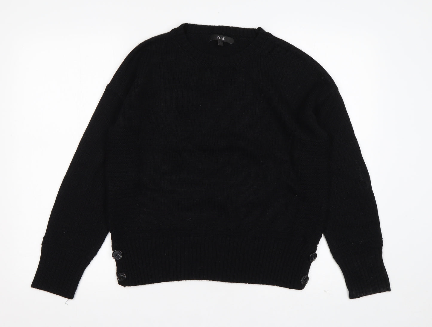 NEXT Womens Black Round Neck  Acrylic Pullover Jumper Size 12