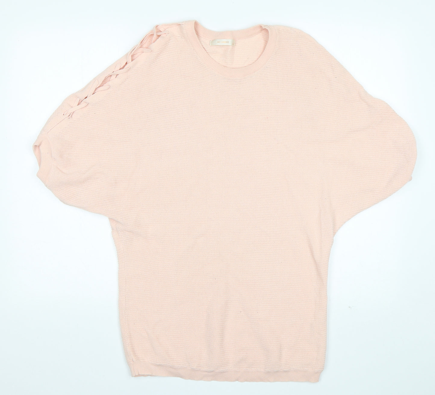 MC Lorene Womens Pink Round Neck  Cotton Pullover Jumper One Size