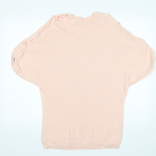 MC Lorene Womens Pink Round Neck  Cotton Pullover Jumper One Size