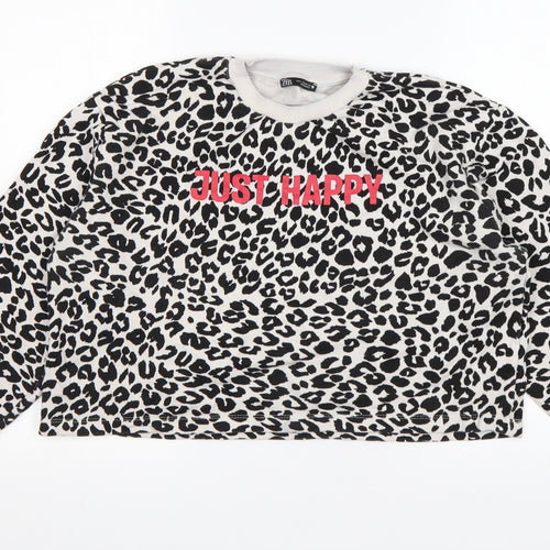 Zara Womens Multicoloured Animal Print  Pullover Sweatshirt Size L   - Cropped