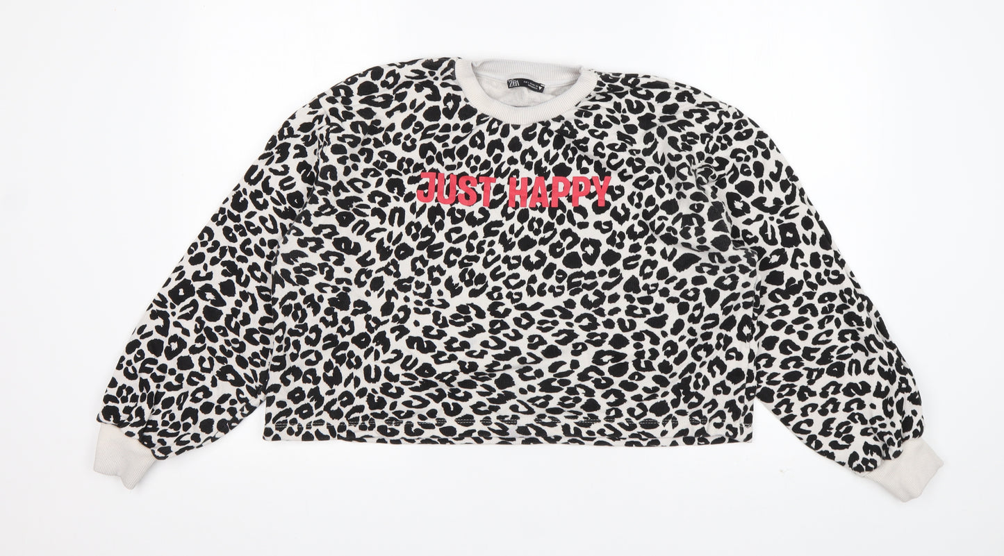 Zara Womens Multicoloured Animal Print  Pullover Sweatshirt Size L   - Cropped