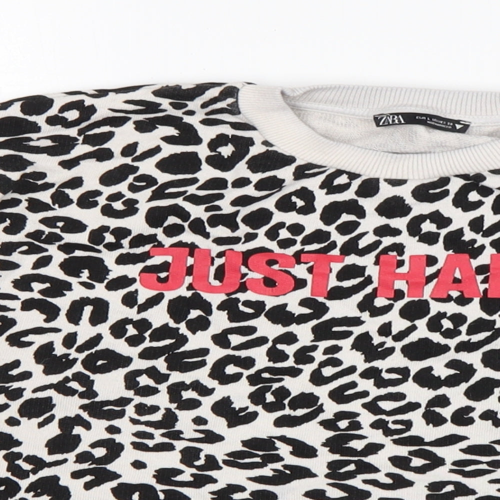 Zara Womens Multicoloured Animal Print  Pullover Sweatshirt Size L   - Cropped