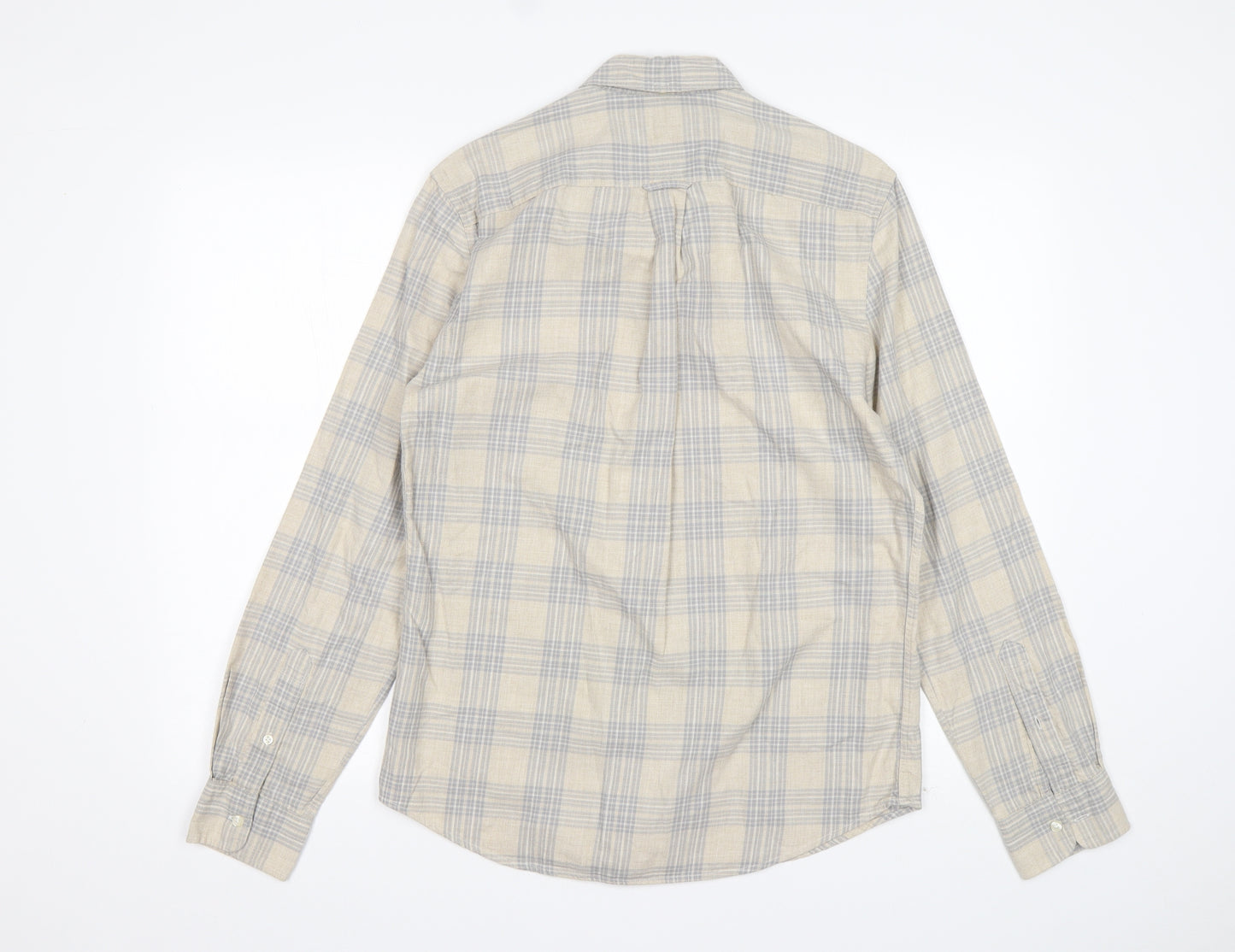 NEXT Mens Beige Plaid Cotton  Button-Up Size S Collared