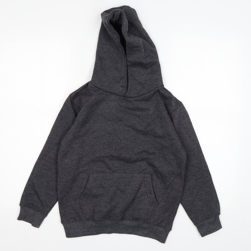 Preworn Boys Grey  Cotton Pullover Hoodie Size 7-8 Years