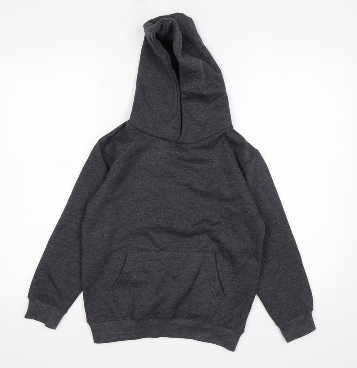 Preworn Boys Grey Cotton Pullover Hoodie Size 7-8 Years
