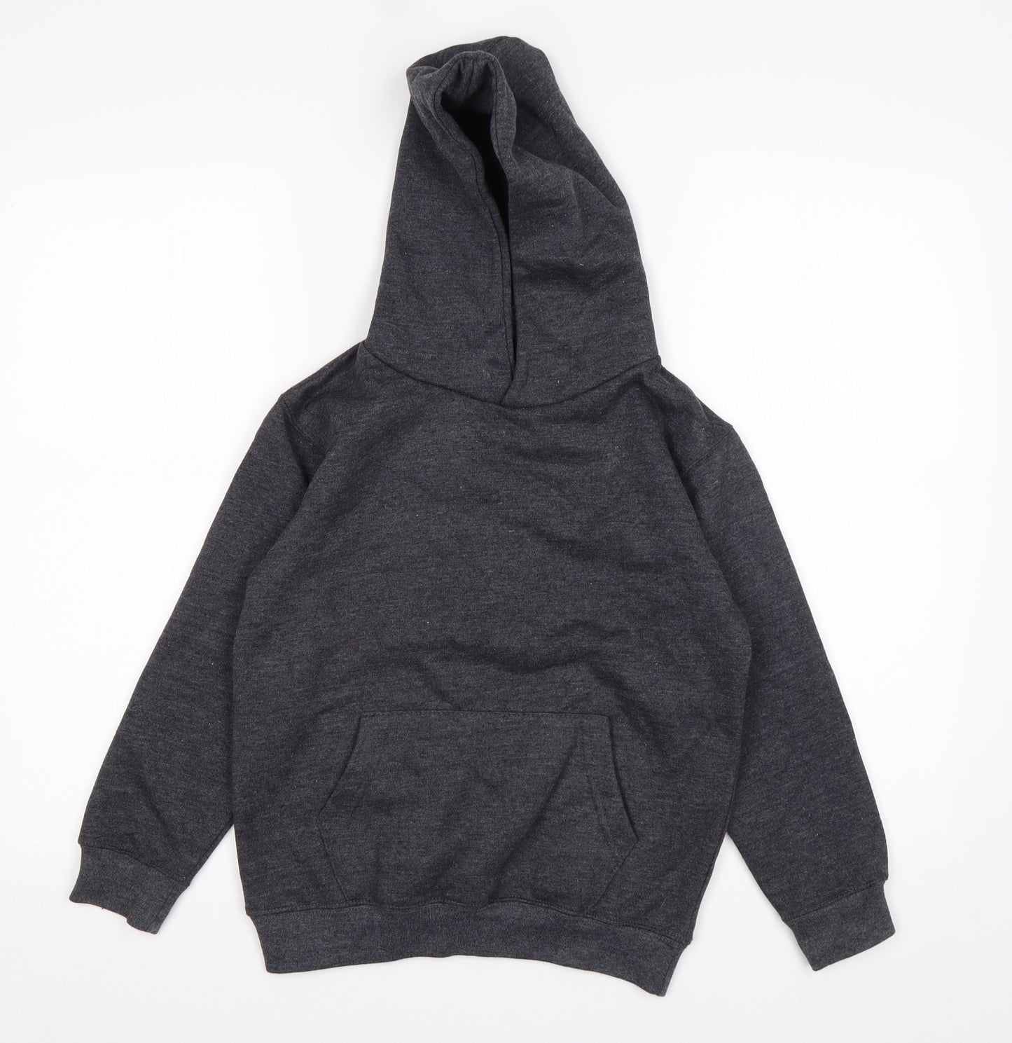 Preworn Boys Grey  Cotton Pullover Hoodie Size 7-8 Years