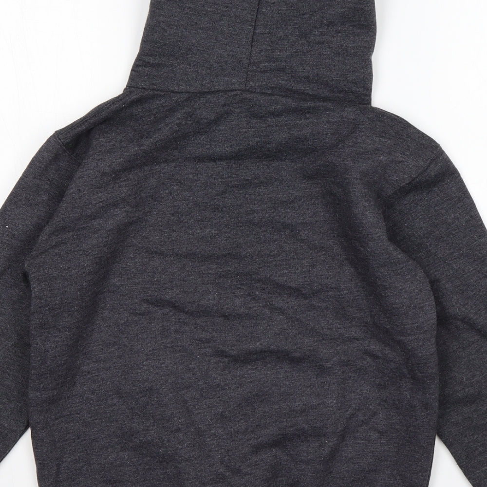 Preworn Boys Grey  Cotton Pullover Hoodie Size 7-8 Years