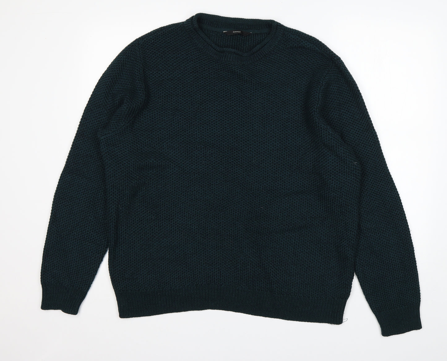 George Mens Green Round Neck  Acrylic Pullover Jumper Size L