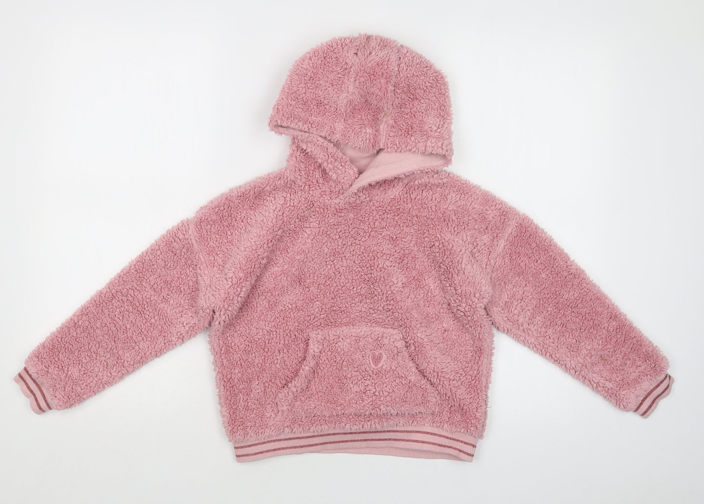 M&S Girls Pink  Cotton Pullover Hoodie Size 8-9 Years