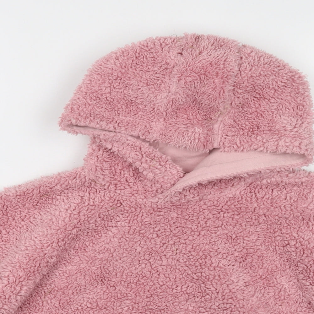 M&S Girls Pink  Cotton Pullover Hoodie Size 8-9 Years