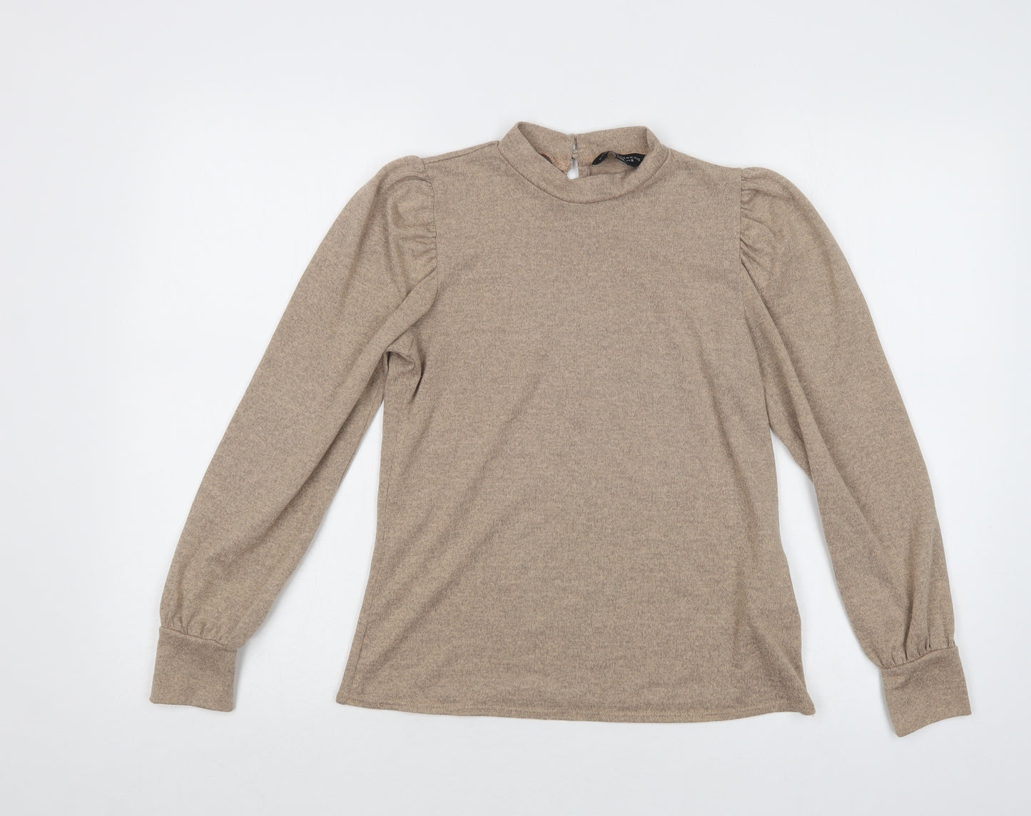 Dorothy Perkins Womens Beige Mock Neck  Polyester Pullover Jumper Size 8
