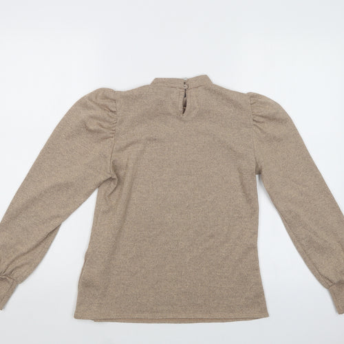 Dorothy Perkins Womens Beige Mock Neck  Polyester Pullover Jumper Size 8