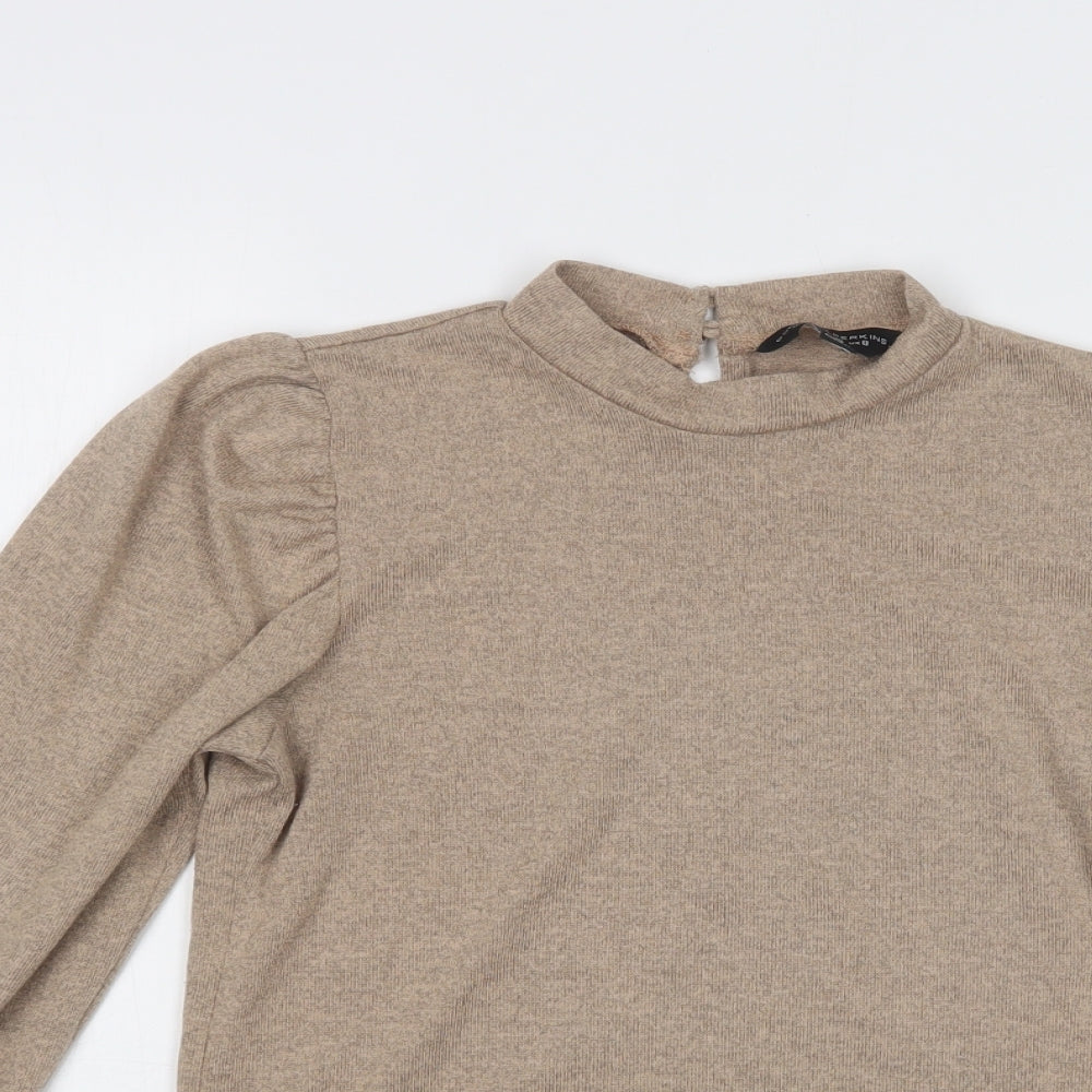 Dorothy Perkins Womens Beige Mock Neck  Polyester Pullover Jumper Size 8