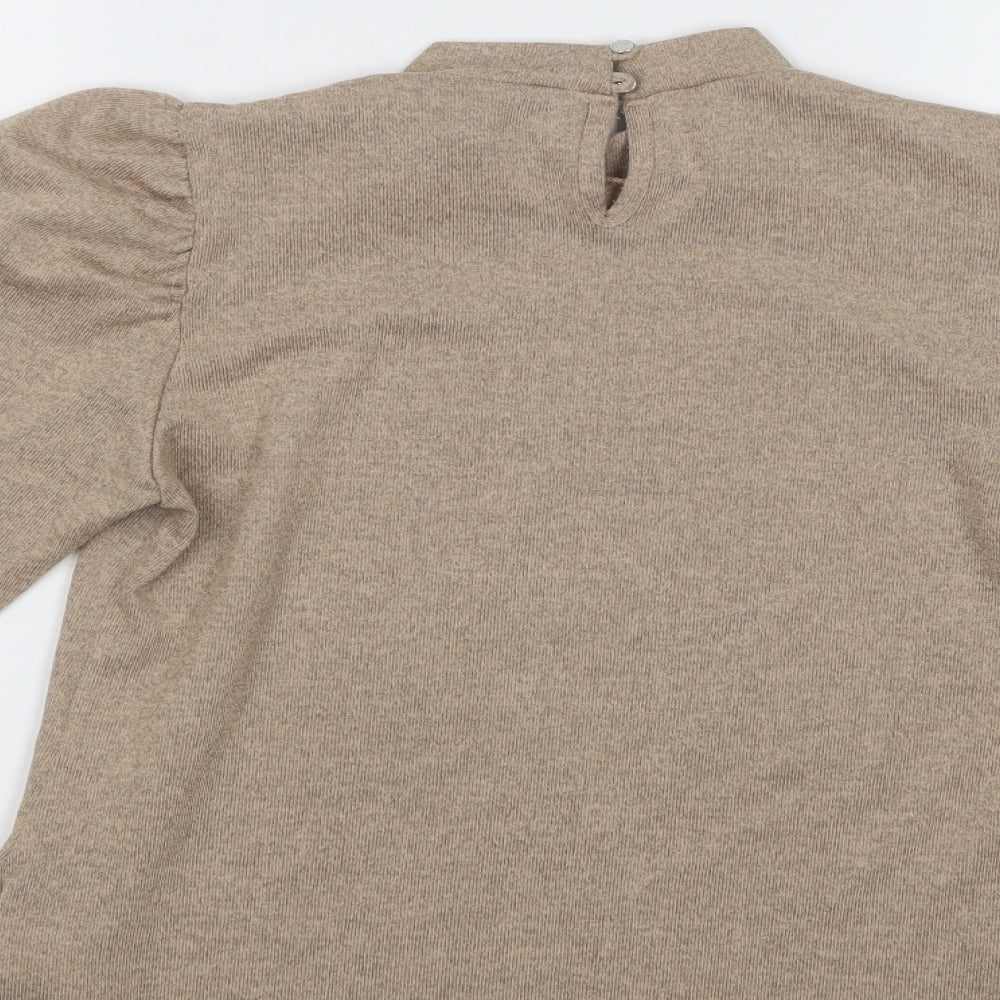 Dorothy Perkins Womens Beige Mock Neck  Polyester Pullover Jumper Size 8