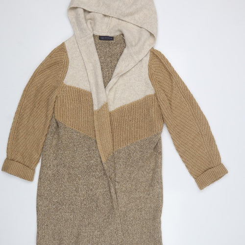 M&S Womens Beige V-Neck  Acrylic Cardigan Jumper Size L