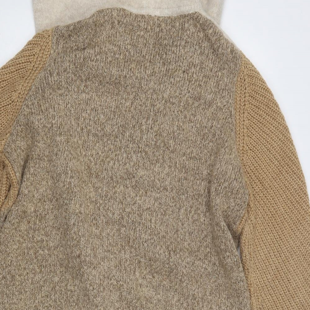 M&S Womens Beige V-Neck  Acrylic Cardigan Jumper Size L