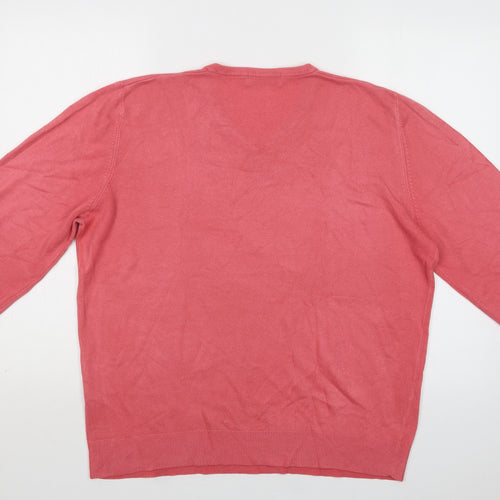 M&S Womens Pink V-Neck  Acrylic Pullover Jumper Size L