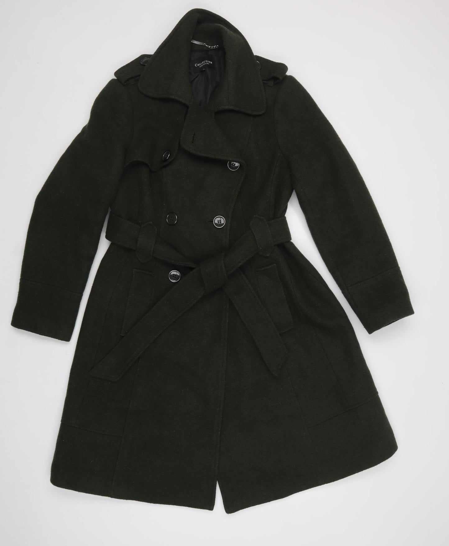 Debenhams Womens Green   Pea Coat Coat Size 14  Button