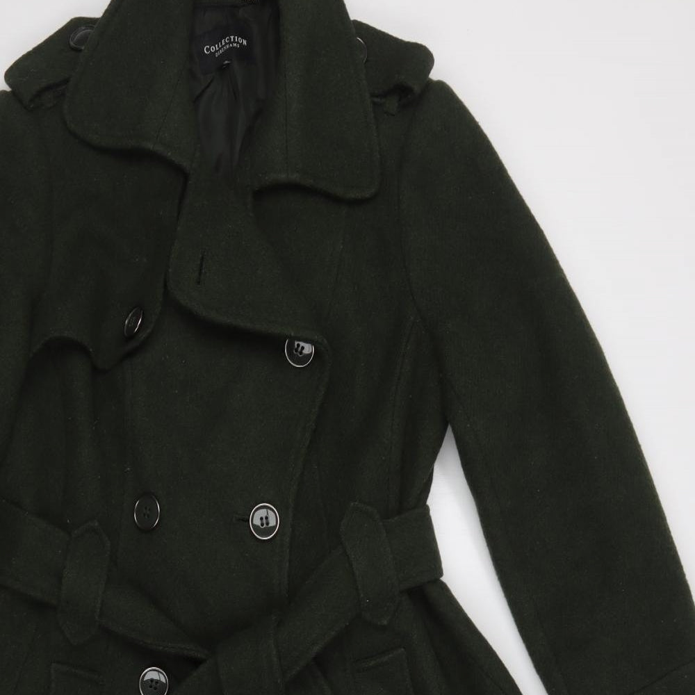 Debenhams Womens Green   Pea Coat Coat Size 14  Button