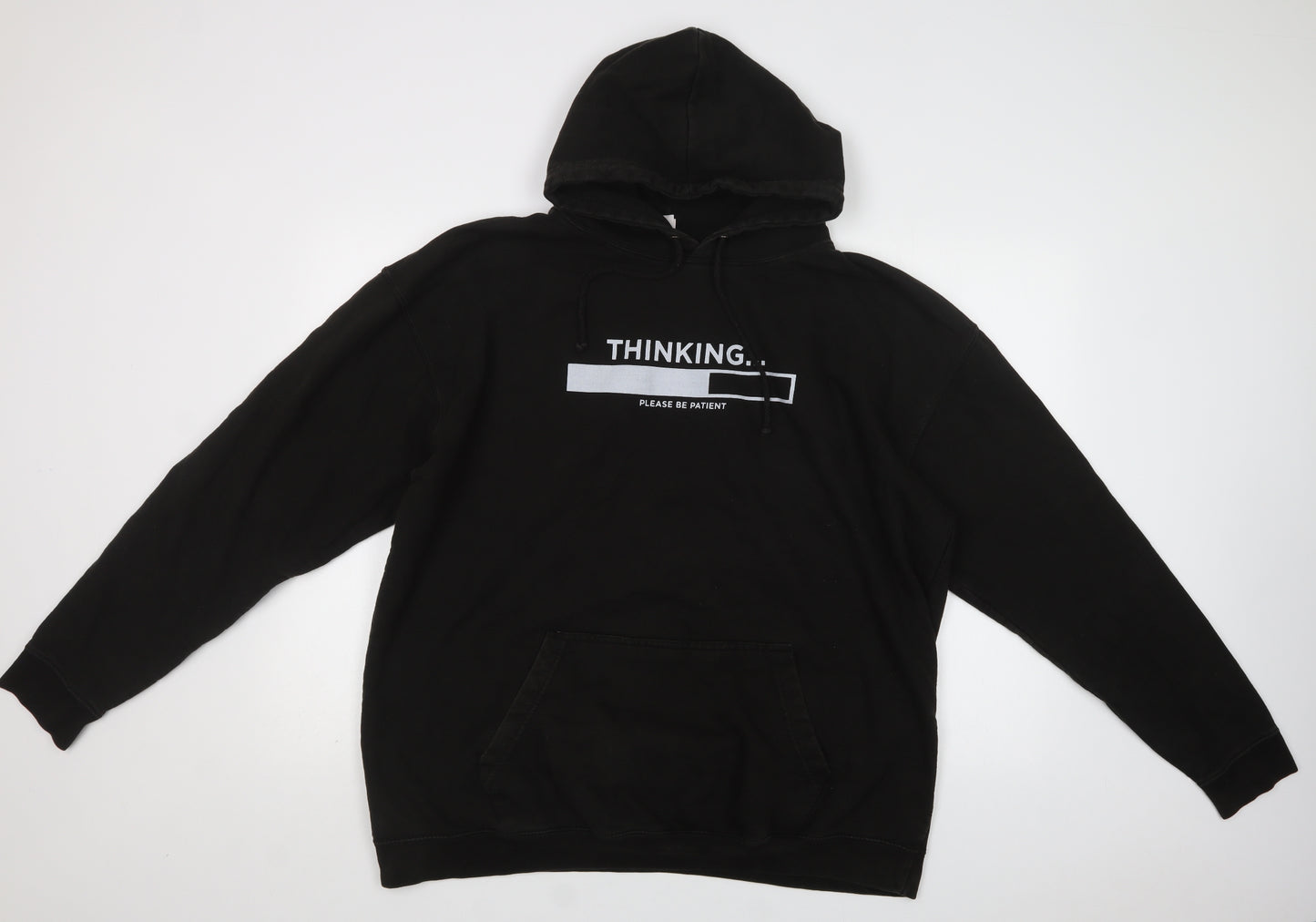 Just Hoods Mens Black  Cotton Pullover Hoodie Size 2XL