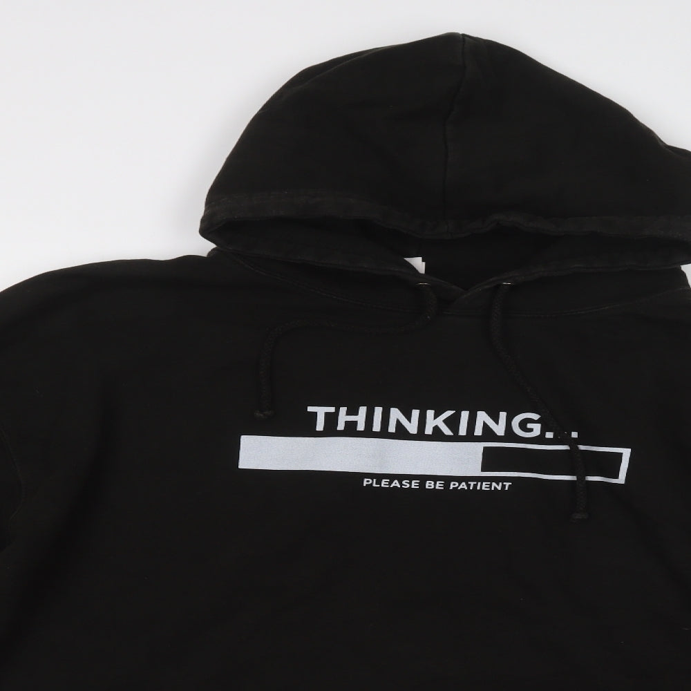 Just Hoods Mens Black  Cotton Pullover Hoodie Size 2XL