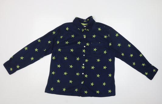 NEXT Womens Blue Geometric Polyester Top Pyjama Top Size M  Button - Star Print