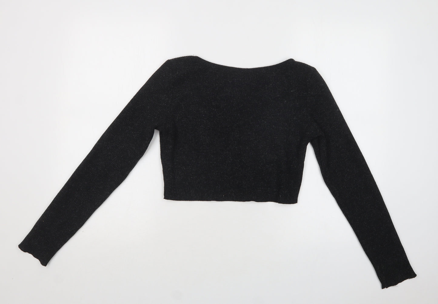 Parallel Lines Womens Grey Scoop Neck  Polyester Pullover Jumper Size M   - Cropped