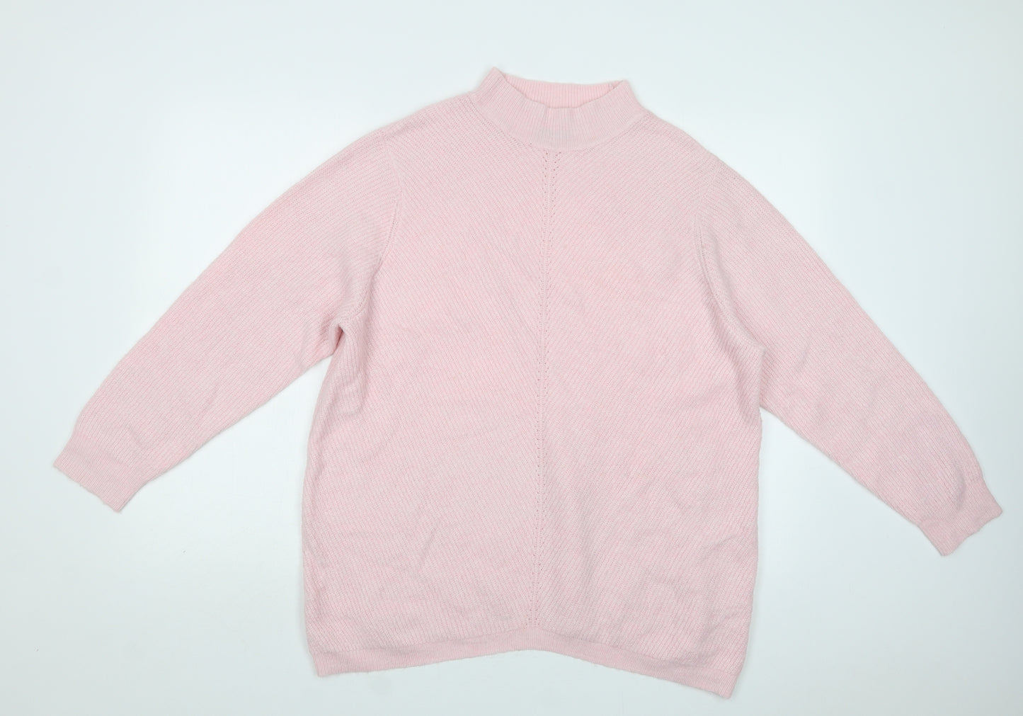 M&Co Womens Pink Mock Neck  Acrylic Pullover Jumper Size 22