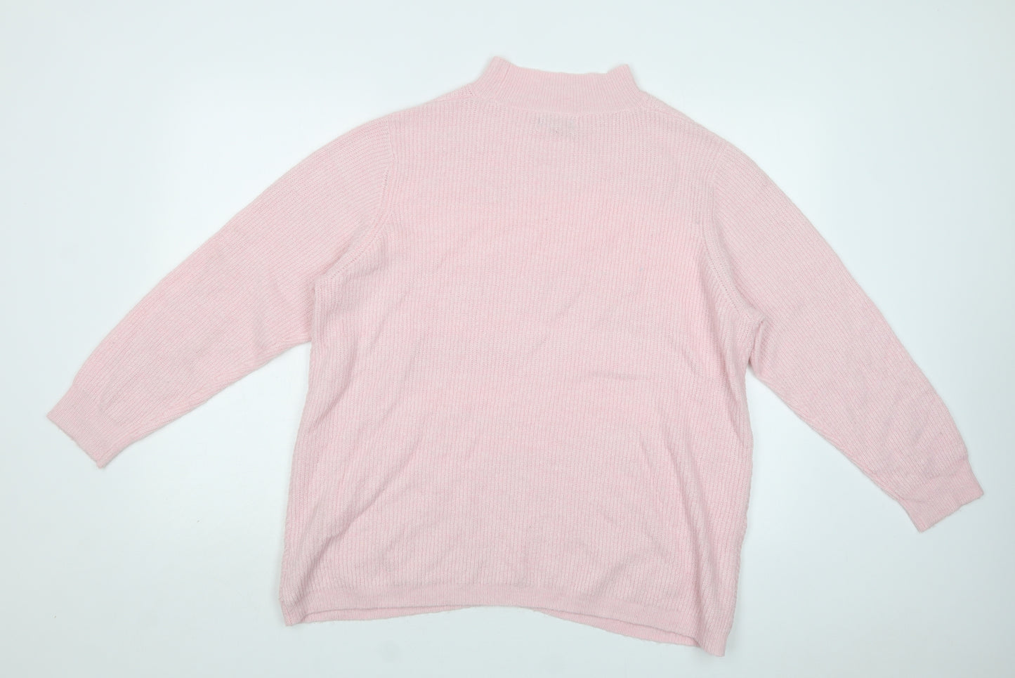 M&Co Womens Pink Mock Neck  Acrylic Pullover Jumper Size 22