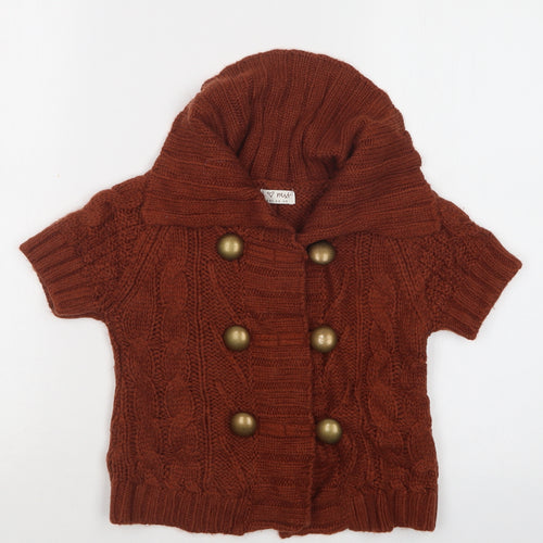 NEXT Girls Brown Collared  Acrylic Cardigan Jumper Size 5-6 Years  Button