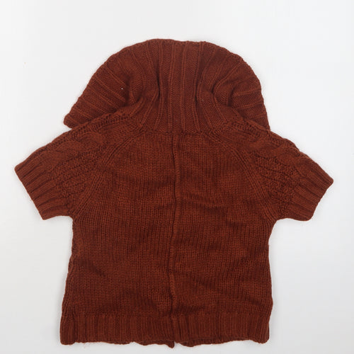 NEXT Girls Brown Collared  Acrylic Cardigan Jumper Size 5-6 Years  Button