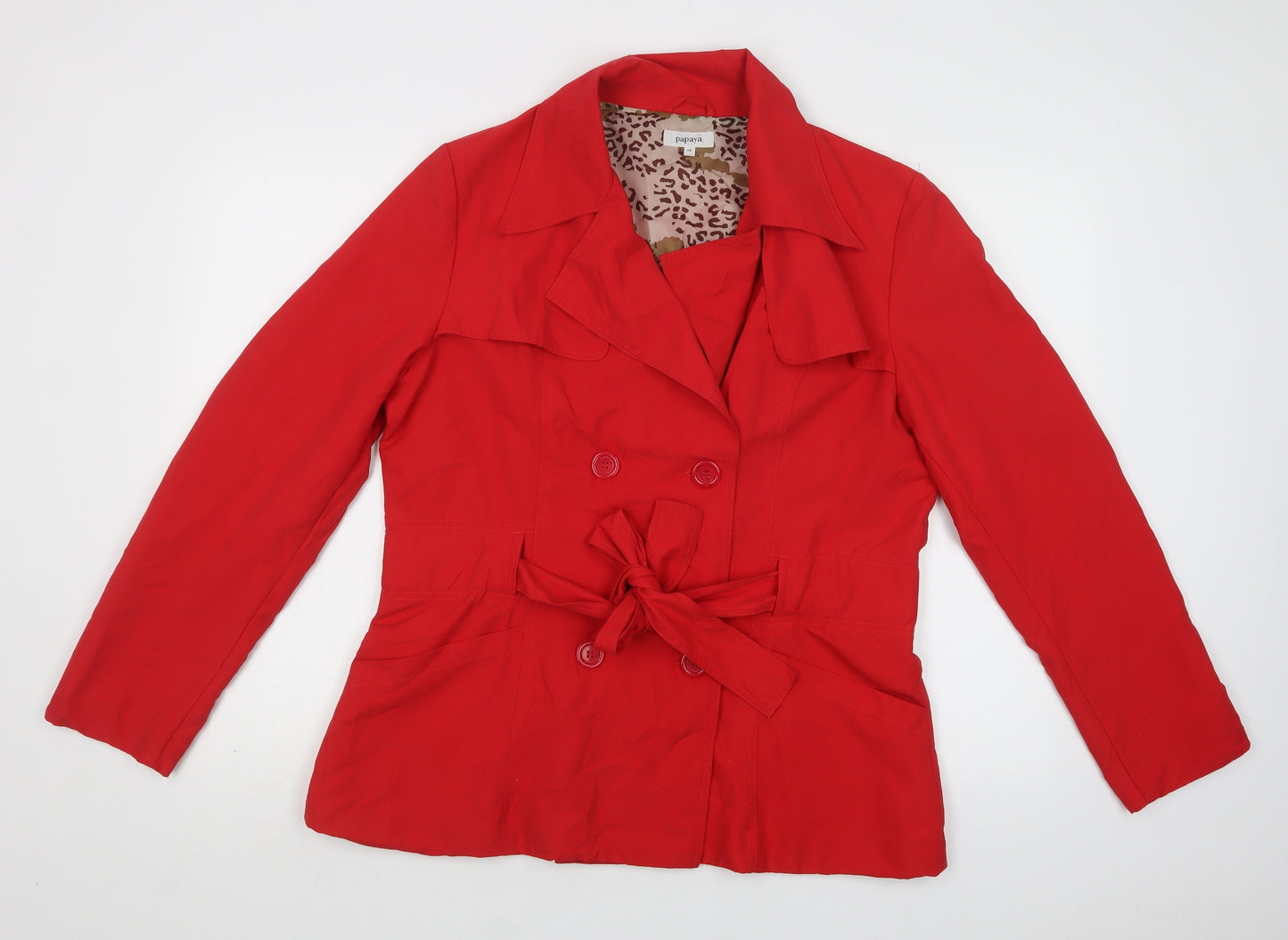 Papaya Womens Red   Trench Coat Coat Size 16  Button