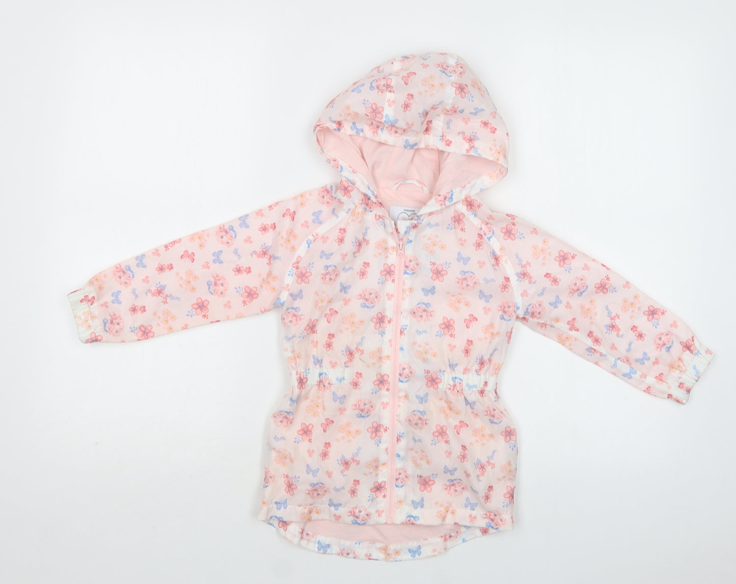 Primark Girls White Floral  Rain Coat Coat Size 2-3 Years  Zip