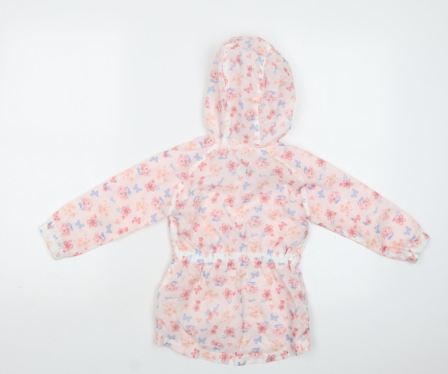 Primark Girls White Floral  Rain Coat Coat Size 2-3 Years  Zip